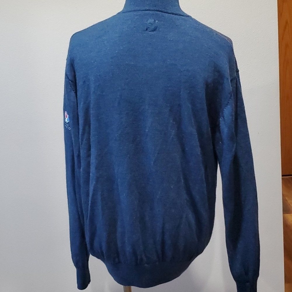 Footjoy blue wool fully lined outdoor knit sweater 1/4 zip - Picture 5 of 8